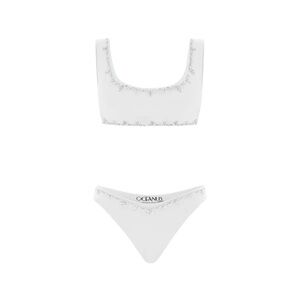 Oceanus White Embellished Bikini Set
